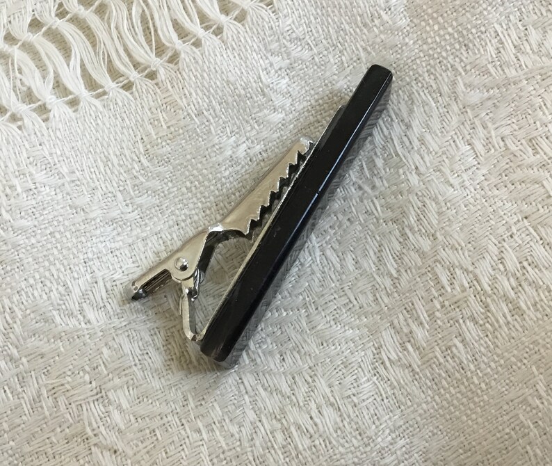 Black tie clip onyx tie bar black suit accessoriesmens office attireblack stonefree shippingStrength and staminaprofessional man