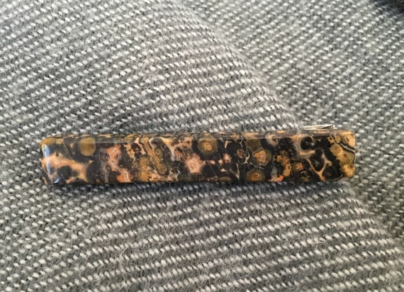 Leopard skin tie clip/Animal pattern tie bar/Suit accessories/Stone tie bars/Office atire.