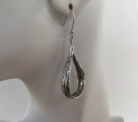 Sterling silver hoops/ sterling silver loop dangle earrings/ large sterling earrings/silver earrings/vintage sterling hoops