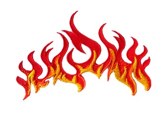 Burn Flame Fire Round Embroidered Iron on Patch Free Postage