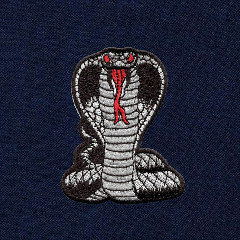 Black King Cobra Snake Animal Embroidered Iron On Patch Heat Etsy