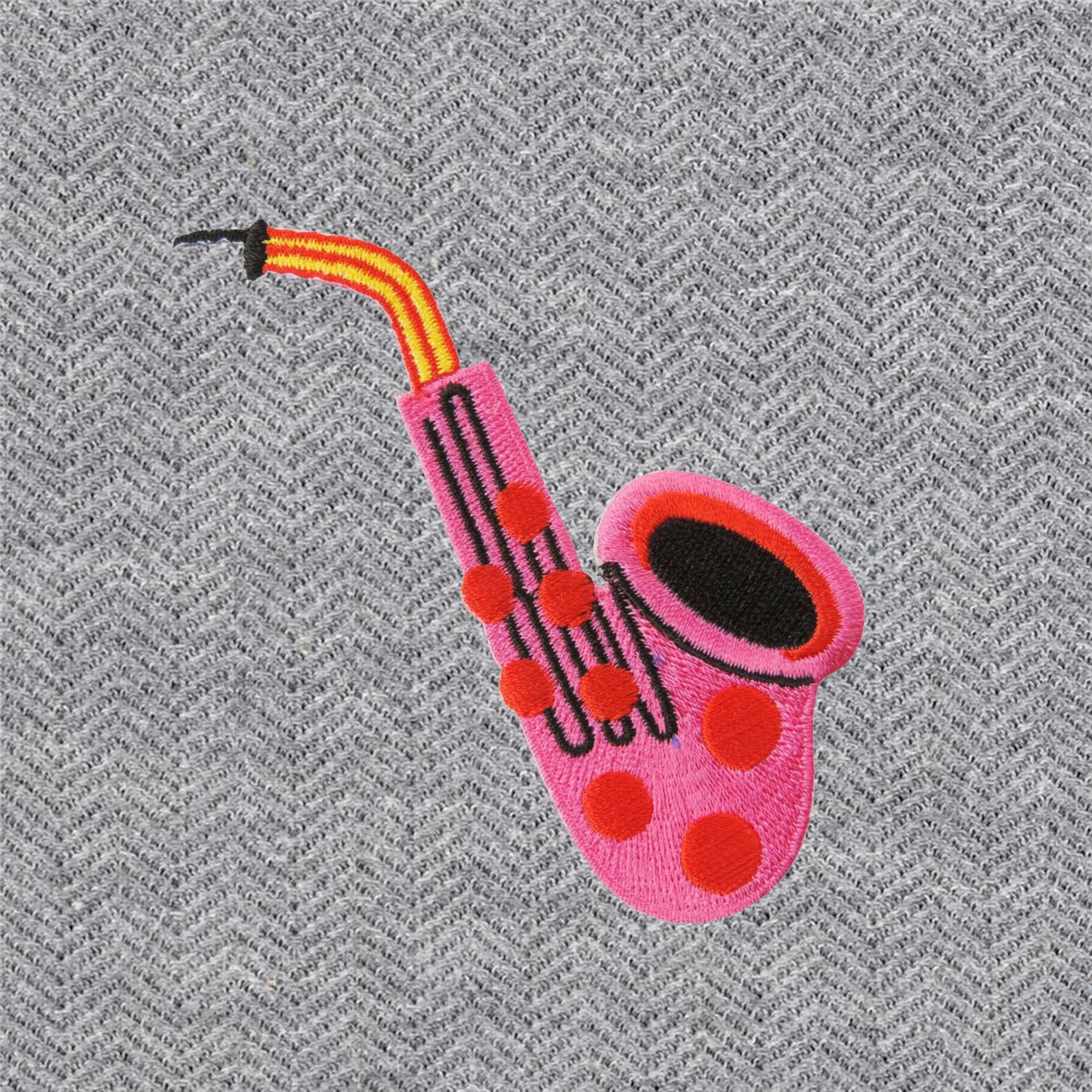Pink Saxophone Embroidered Iron On Patch Heat Seal Applique Etsy