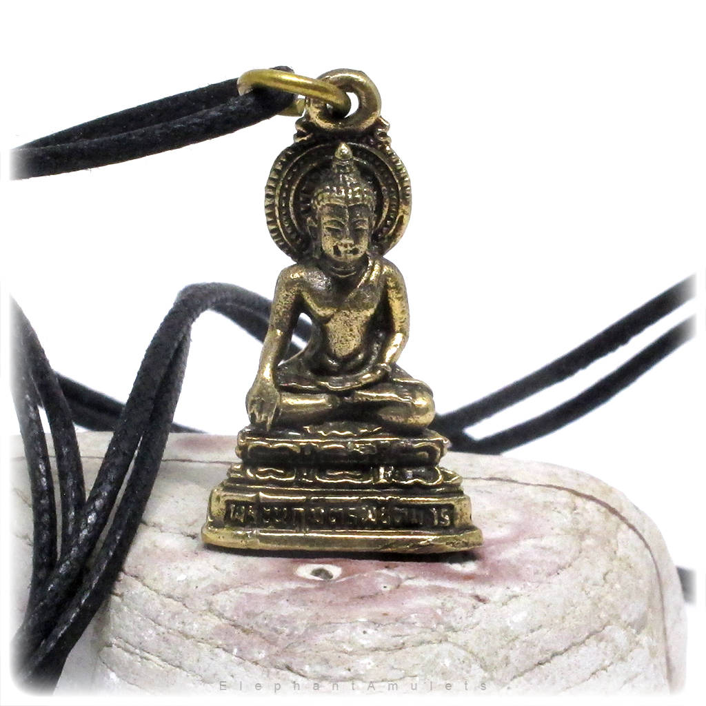 Buddha Pendant Necklace Tiny Buddha Statue Amulet Meditating Etsy