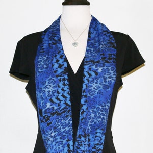 Scarf/Midnight blue black leopard print/infinity scarf/polyester fabric/neck warmer/gift for friend sister aunt/ready to ship