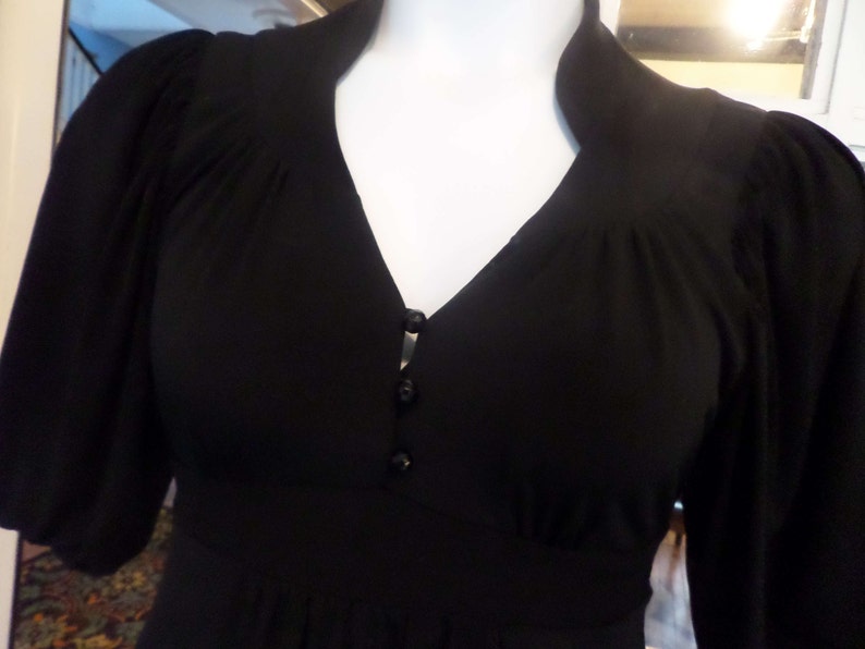 NEW PRICE 1980/'s Little Black Dress with V-Neck that Ties in the Back