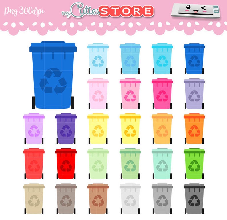 Collection Trash Can Container for garbage Rainbow recycling Etsy