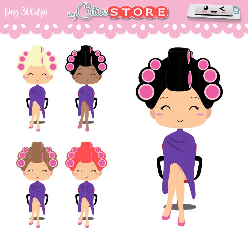 Chibi Hair Appointment Clipart Kawaii girls going Etsy