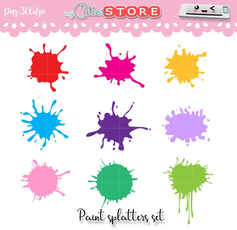 Clipart Paint Splatters Rainbow Collection PNG graphics set | Etsy
