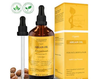 ARGAN OLIE 100% Koudgeperste Pure Gecertificeerde Biologische Marokkaanse Arganolie 100ml voor Gezicht, Handen, Nagels, Haar & Voeten