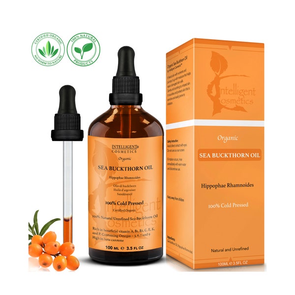 SEA BUCKTHORN Oil 100ML Pure 100% Cold Pressed Organic Unrefined & Natural, Repairs Damaged Skin Calms Irritated Skin Heals Rosacea NEW