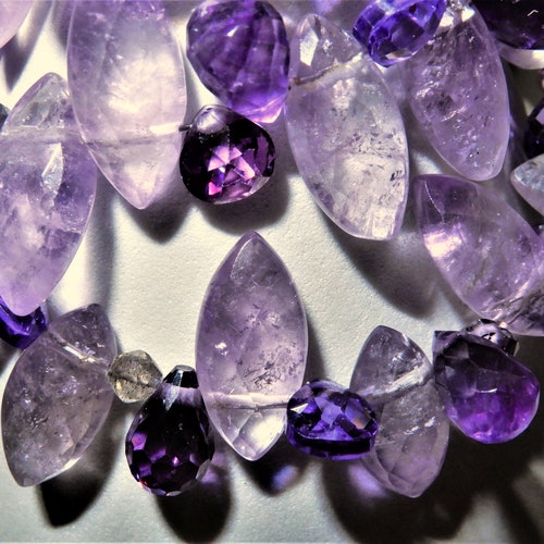 17.5 inch shops necklace of Swarovski Crystals, with natural stones, amethyst and ametrine, an Ombre of Purples, lavender, blue