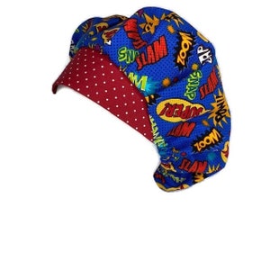 Scrub Cap Wow Pow, Bouffant Scrub Hat, Scrub Caps for Women, OR Hats, Scrub Hats for Women, ORHatsByBonita, Surgical Scrub Cap