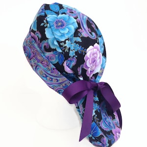Ponytail Scrub Cap Petals, OR Hats, Scrub Caps for Women, ORHatsByBonita, Ponytail Scrub Hat, Scrub Cap
