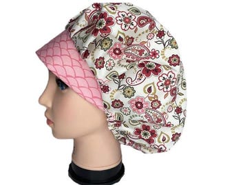 Bouffant Scrub Cap: Handmade Cotton Surgical Hat, Cream and Sugar
