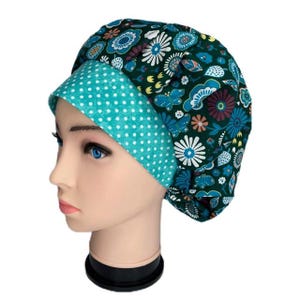 Scrub Cap Butterfly Garden, Bouffant Scrub Hat, Surgical Hat, Surgical Cap, Nurse OR Hat, OR Hats, Scrub Caps for Women, ORHatsByBonita