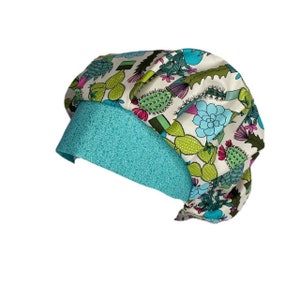 Scrub Cap, Bouffant Scrub Hat Cactus Blossoms, Scrub Caps for Women, OR Hats, Scrub Hats for Women, ORHatsByBonita, Surgical Scrub Hat