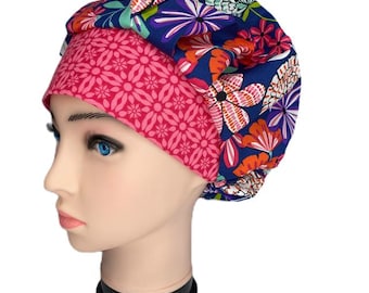 Bouffant Scrub Cap: Handmade Cotton Surgical Hat, Garden Party, ORHatsbybonita