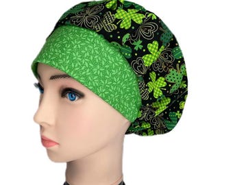Bouffant Scrub Hat Shamrock Party, Scrub Cap, OR Hats, Scrub Hats for Women, ORHatsByBonita