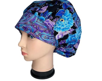 Bouffant Scrub Cap: Petals Handmade by ORHatsbybonita, Cotton Surgical Hat