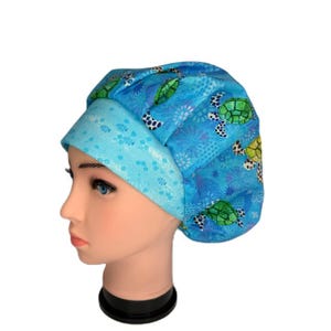 Bouffant Scrub Cap, Sea Turtles, Cotton Nurse OR Hat