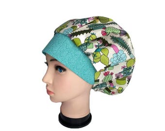 OP-Haube für Damen, OP-Hat, Kaktusblüten, Damenmütze, OP-Hat, Damenmütze, ORHatsByBonita