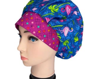 Bouffant Scrub Cap: Flamboyance, ORHatsbybonita, Handmade Cotton Surgical Hat