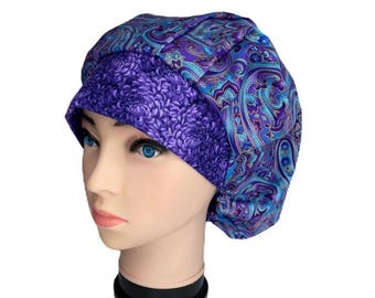 Bouffant Scrub Cap: Purple Passion,  Handmade Cotton Bouffant Surgical Hat
