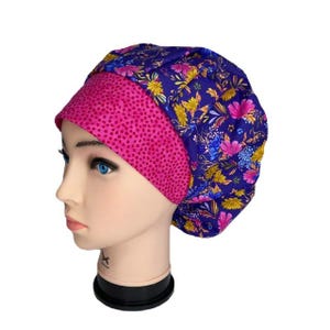 Scrub Hat Rich Floral, Bouffant Scrub Hat, Scrub Caps for Women , ORHats  Scrub Hats for Women, ORHatsByBonita, Surgical Hat,Surgical Cap