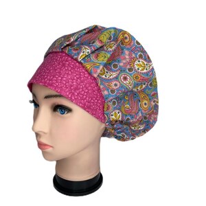 Gorro quirúrgico, gorro quirúrgico abotonado con flores de cachemira, gorros quirúrgicos para mujer, gorros quirúrgicos, gorros quirúrgicos para mujer, ORHatsbyBonita