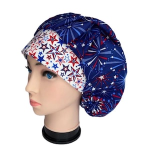 Bouffant Scrub Cap: Handmade Cotton Surgical Hat, Kaboom