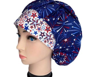 Bouffant Scrub Cap: Handmade Cotton Surgical Hat, Kaboom