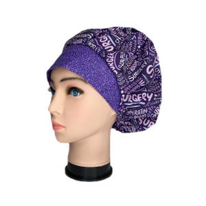 Bouffant Scrub Cap, Handmade Cotton Surgical Hat Surgery Script