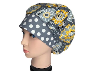 Bouffant Scrub Cap: Handmade Cotton Surgical Hat, Graycious Dot