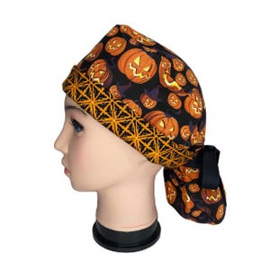 Gorro quirúrgico con cola de caballo para Halloween: algodón hecho a mano o sombrero, iluminado