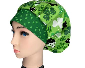 Bouffant Scrub Hat Shamrocks, Scrub Cap, OR Hats, Scrub Hats for Women, ORHatsByBonita