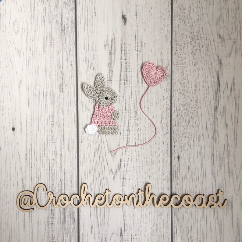 Crocheted bunny rabbit appliqué, crocheted bunny patch, bunny motif image 4