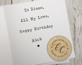 Hand stamped message added to card