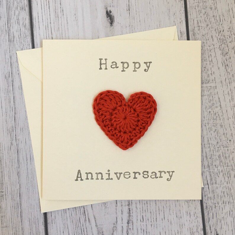 Anniversary card Cotton wedding anniversary card crochet Etsy