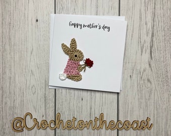 Crocheted bunny rabbit or elephant Mother’s Day card