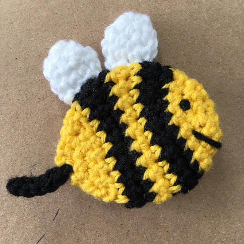 Crocheted bee appliqué bumble bee appliqué bee flat lay prop Etsy