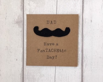 Dad birthday card, Father's Day card, Male birthday card, crochet card, moustache card, Have a FanTACHEtic Day card