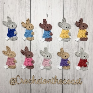 Crocheted bunny rabbit appliqué, crocheted bunny patch, bunny motif image 1