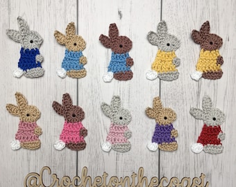 Crocheted bunny rabbit appliqué, crocheted bunny patch, bunny motif