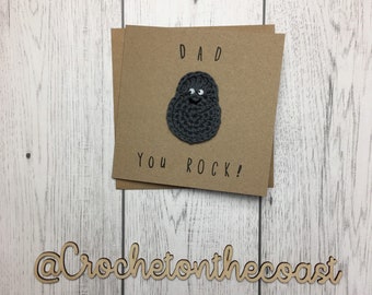 Tarjeta de papá 'You Rock', tarjeta de cumpleaños de papá, tarjeta de ganchillo, tarjeta del Día del Padre, tarjeta de cumpleaños masculina