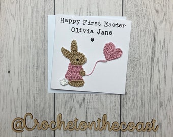 Crocheted bunny Easter card | First Easter card | Personalised Easter card