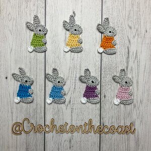 Crocheted bunny rabbit appliqué, crocheted bunny patch, bunny motif image 2