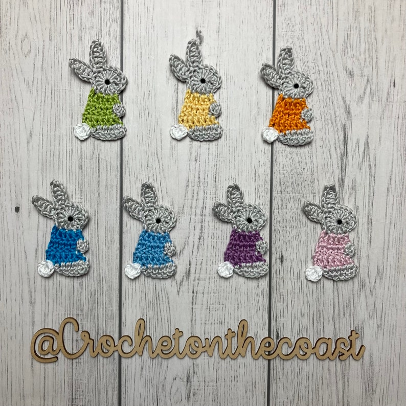 Crocheted bunny rabbit appliqué, crocheted bunny patch, bunny motif image 2