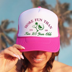 More Fun Than Two Twenty Year Olds Trucker Hat, 40th Birthday Hat, 40th Birthday Gifts For Women, Hello 40 Girls Trip Birthday Party Favor