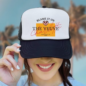 Champagne Veuve Hats, Blame it on the Veuve Custom Birthday Trip Hat, Birthday Girl Gift, Champagne Birthday Party Hats, Champagne Gifts
