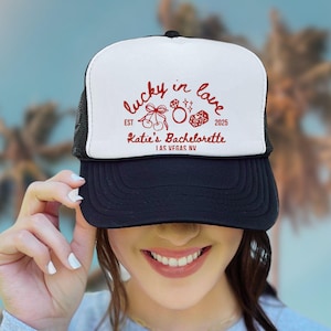 Las Vegas Bachelorette Hats, Lucky In Love Bride, Feeling Lucky Girls Trip Hats, Casino Bach Trip Party Favor, Custom Vegas Wedding Favors